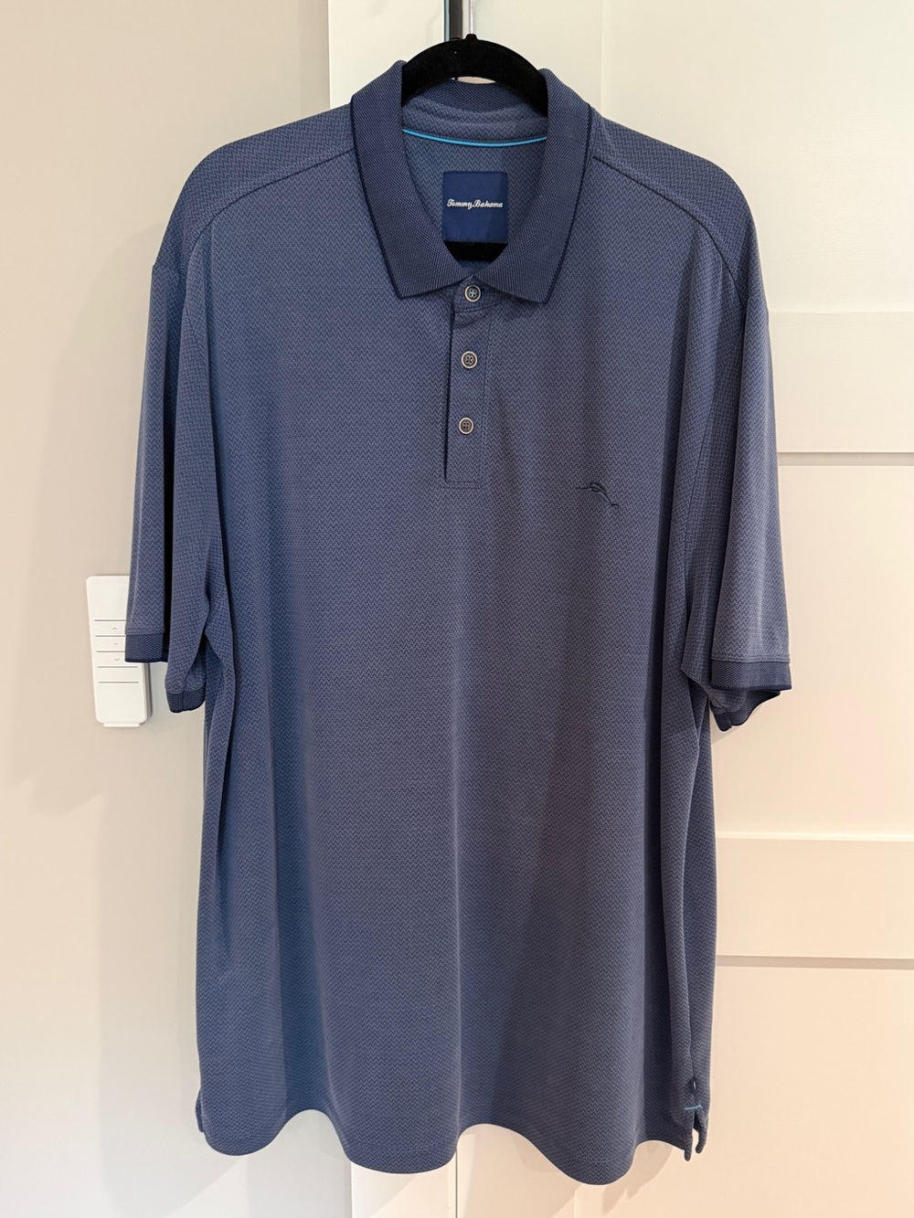 Tommy Bahama Modal Blend Chevron Polo Men’s XXL Tall Blue Herringbone